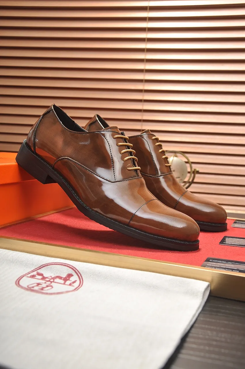 Men's shoes💰460💶[HERMES] (sheepskin lining)🍀Italian top luxury🍀He does not pursue novel styles and gorgeous colors, but attracts the favor of successful men with his flawless, elegant and classic style! This very, very comfortable, simple and stable style makes it easy to match any style! The pattern is absolutely 1:1 refined from the original case, and we strive for excellence in materials, imported cowhide + sheepskin lining💪💪💪extraordinary texture👍! .Black Brown Size: 38-45 (45 customized)